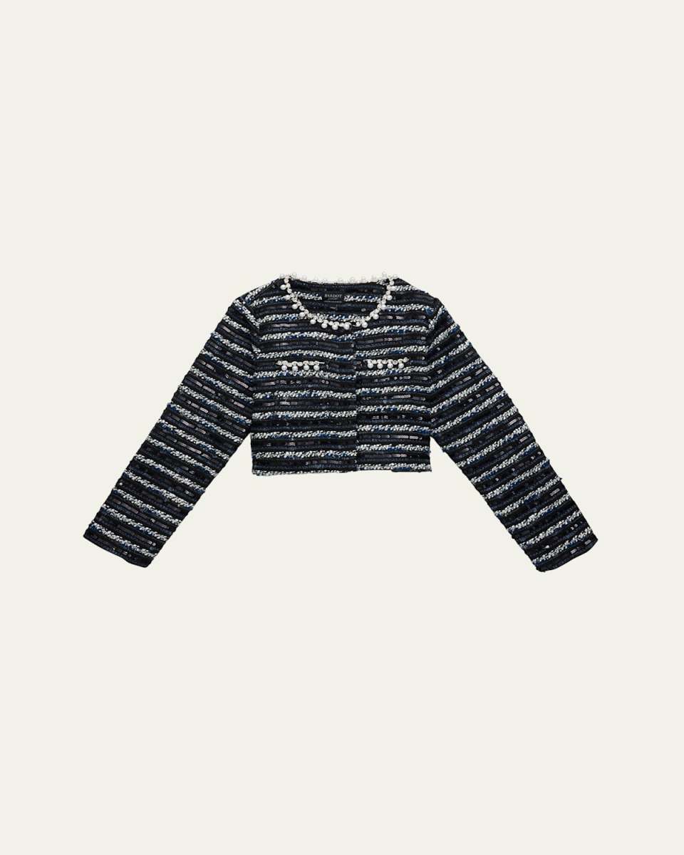 Girl's Lana Cropped Boucle Jacket, Size